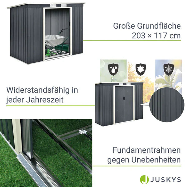 Metall Geräteschuppen Gerätehaus M mit Pultdach in anthrazit