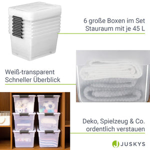 Aufbewahrungsbox mit Deckel 45 L 6er Set