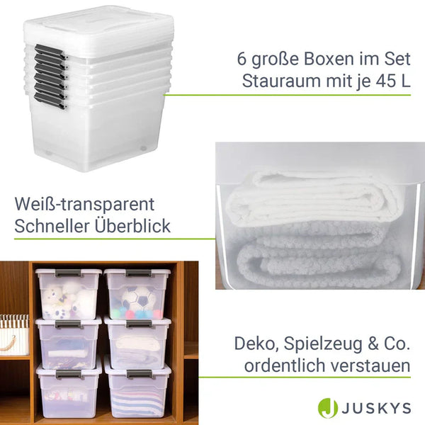 Aufbewahrungsbox mit Deckel 45 L 6er Set