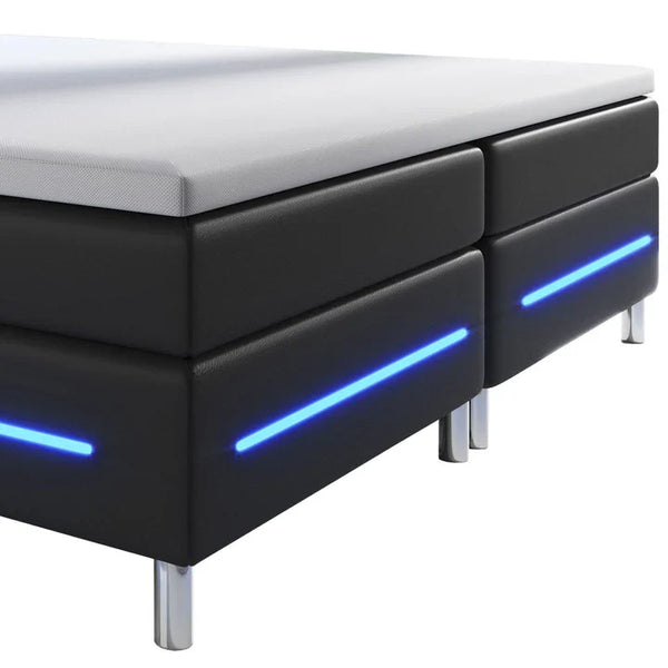 LED Boxspringbett Norfolk 140x200 schwarz