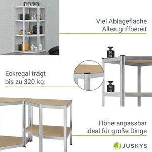 Eckregal Lagerregal "Corner Easy" 160 x 75 x 40-75 cm