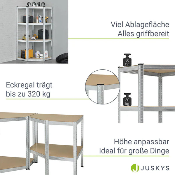 Eckregal Lagerregal "Corner Easy" 160 x 75 x 40-75 cm