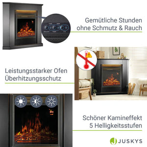 Elektrischer Eckkamin Flammeneffekt Schwarz