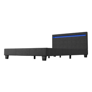 LED Polsterbett Verona 120 x 200 cm grau