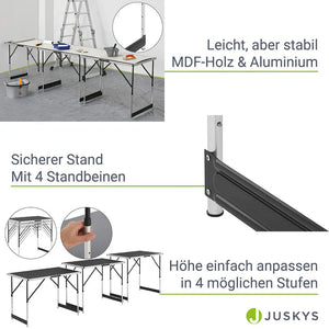 3er Set Klapptisch Alu Multifunktionstisch 3-teilig Schwarz