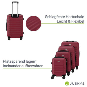 Hartschalen Kofferset Rom - Rot 4-teiliges Set mit schlagfester ABS-Hartschale und 360° Rollen