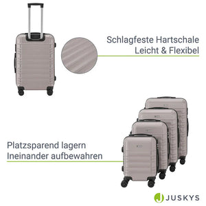 Hartschalen Kofferset Rom - Champagner 4-teiliges Set mit schlagfester ABS-Hartschale und 360° Rollen