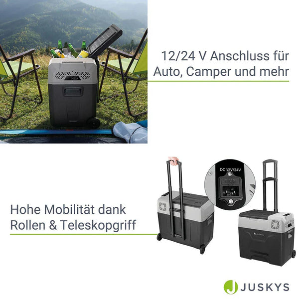Kompressor Kühlbox Yukon 50 l mit 12/24 & 230 V Anschluss, App-Steuerung und USB-Ladebuchse - Grau