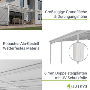 Terrassenüberdachung Terrassendach Borneo 6x3 m Weiss