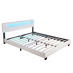 LED Polsterbett Paris 180x200 cm mit Lattenrost Weiss