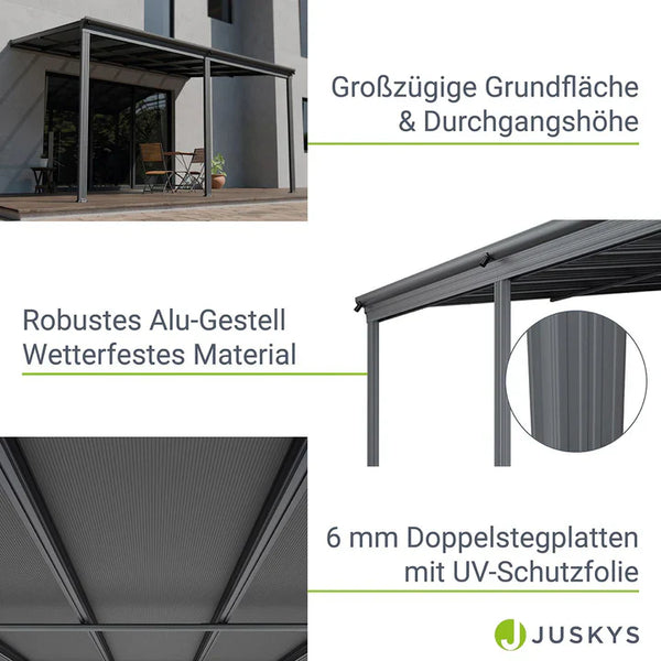 Terrassendach Borneo 4 x 3 m dunkelgrau