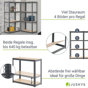 Lagerregal Easy 2er Set 160 x 80 x 40 cm Grau