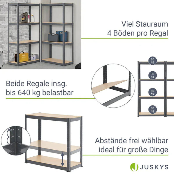 Lagerregal Easy 2er Set 160 x 80 x 40 cm Grau