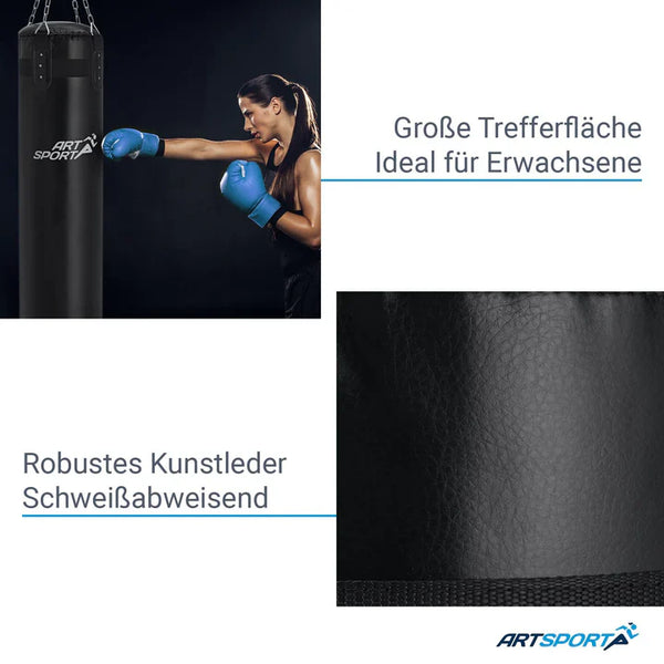 Boxsack 30kg mit 4-Punkt Stahlkette und Karabinerhaken