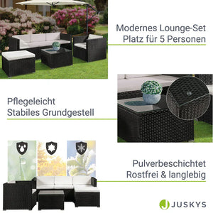 4-teilig Polyrattan Lounge Sitzgarnitur Punta Cana L schwarz