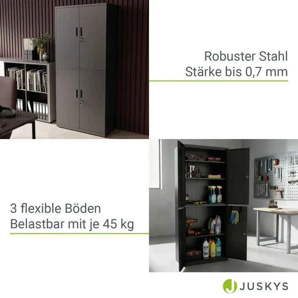 Aktenschrank Büroschrank aus Metall Schwarz