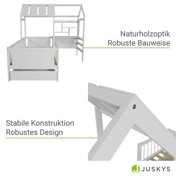 Kinderbett Yari mit Tisch und Stuhl Weiss
