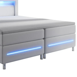 Boxspringbett Norfolk 180x200 cm weiss - LED-Streifen und Federkernmatratze