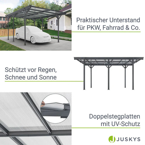 Carport mit Flachdach 5 x 3 m in Dunkelgrau