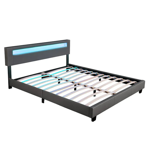 LED Polsterbett Paris 180x200 cm mit Lattenrost Dunkelgrau