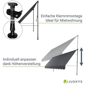 Klemmmarkise Kapstadt 400x120 cm Grau