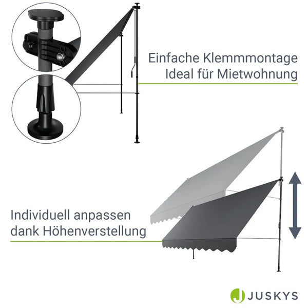 Klemmmarkise Kapstadt 400x120 cm Grau