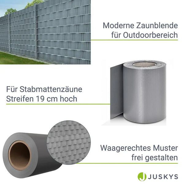 PVC Sichtschutzstreifen Zaunblende in hellgrau 4er Set