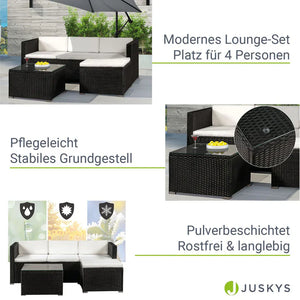 Polyrattan Lounge Sitzgarnitur Punta Cana M schwarz