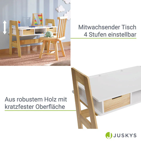 Kinder Schreibtisch Fietje Höhenverstellbar Weiss Natur