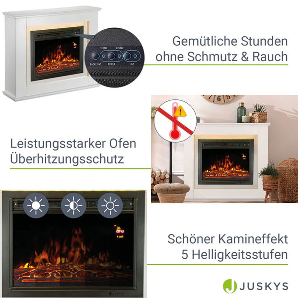 Elektrischer Kamin rechteckig 1000/2000 Weiss
