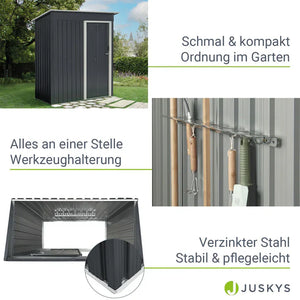 Geräteschuppen S anthrazit Gerätehaus aus Metall mit Pultdach