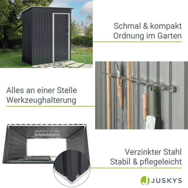 Geräteschuppen S anthrazit Gerätehaus aus Metall mit Pultdach
