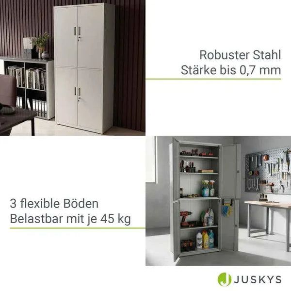 Aktenschrank Büroschrank aus Metall Hellgrau