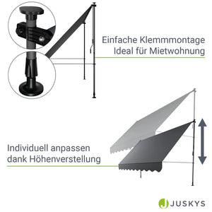 Klemmmarkise Kapstadt 350x120 cm Grau