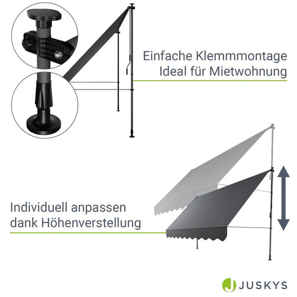 Klemmmarkise Kapstadt 350x120 cm Grau