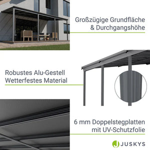 Terrassenüberdachung Dach Borneo 6x3 m Grau