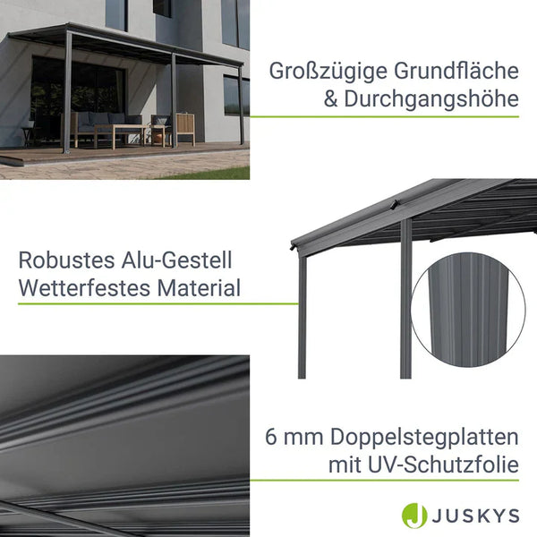 Terrassenüberdachung Terrassendach Borneo 5,5x3 m Grau