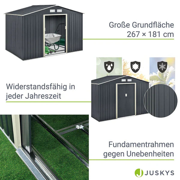 Metall Geräteschuppen Gerätehaus XL mit Satteldach in anthrazit
