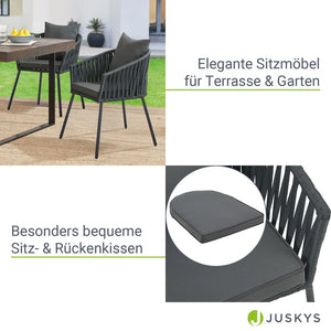 2er-Set Rope Gartenstühle Inkl. Kissen Dunkelgrau