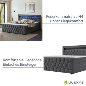 Boxspringbett Leona 180x200 cm - Grau