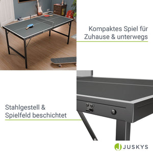 Mini Tischtennisplatte Flexi mit Zubehör - Schwarz, Silber