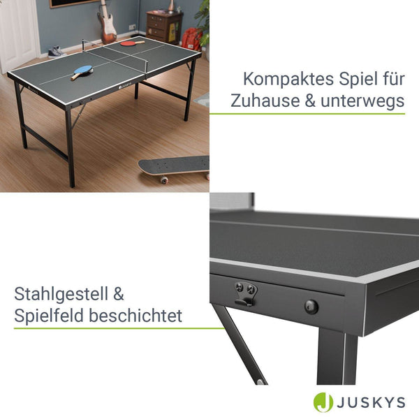 Mini Tischtennisplatte Flexi mit Zubehör - Schwarz, Silber