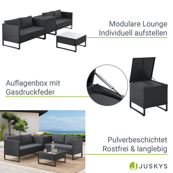 Modulare Polyrattan Lounge Santorini Schwarz
