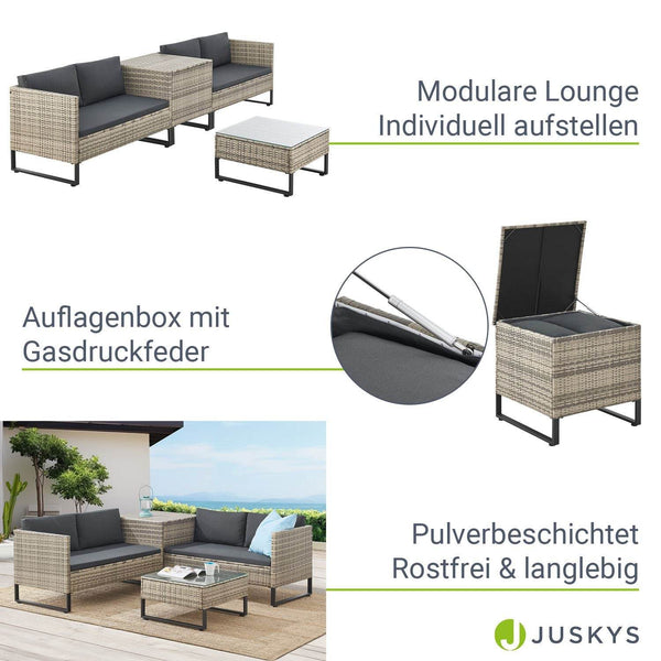 Modulare Polyrattan Lounge Santorini Grau-meliert