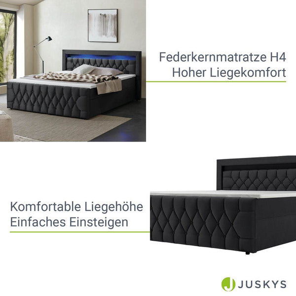 Boxspringbett Leona 180x200 cm - Schwarz