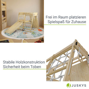Mini Klettergerüst für Kinder mit Rutsche - Natur