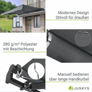 Gelenkarmmarkise 350 x 300 cm mit Kurbel Grau