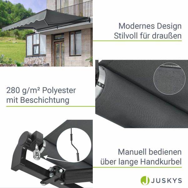 Gelenkarmmarkise 350 x 300 cm mit Kurbel Grau