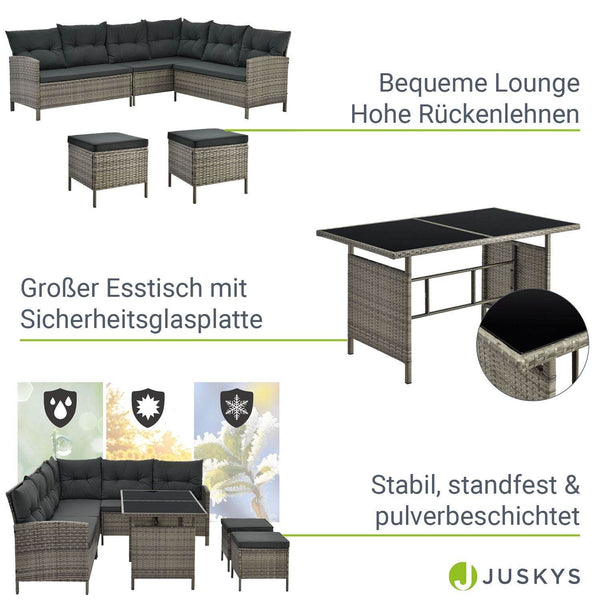 Polyrattan Lounge Manacor Gartenmöbel-Set Grau-meliert/Grau