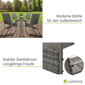 Polyrattan Gartenstühle Yoro 4er Set Grau